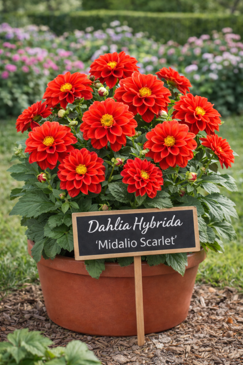 Dalia Hybrida Midalio Scarlet CZERWONA