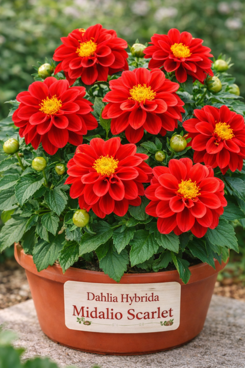 Dalia Hybrida Midalio Scarlet CZERWONA