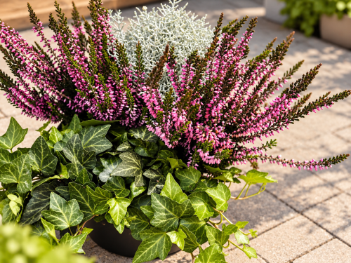 jESIENNE  QUATTRO – 2x wrzos fioletowy Garden Girls®, Calocephalus i bluszcz